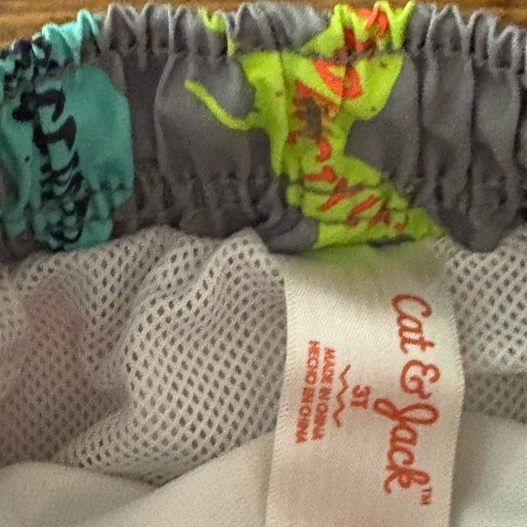 Cat & Jack Gray Dino Swim Trunks Size 3T - Picture 4 of 4